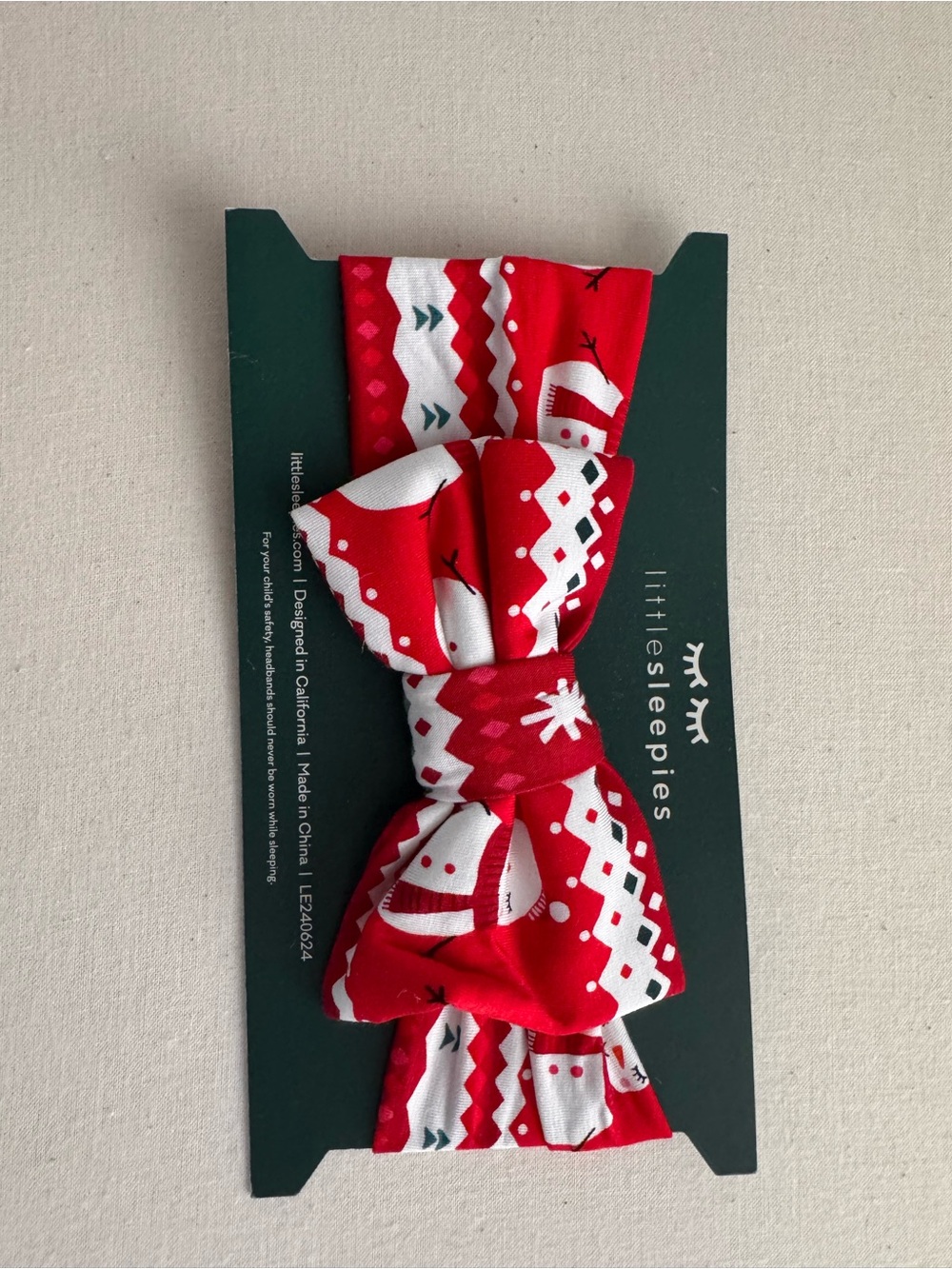 little sleepies festive fair isle infant bow NWT